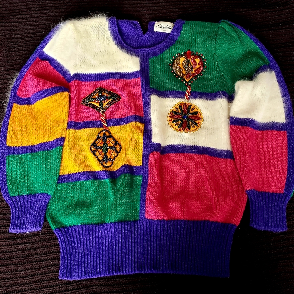 Vintage Christine Embroidered Sweater - multicolor